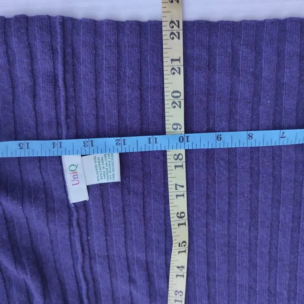 Designer Merino Wool Cashmere Sculpted Front-Drape Wrap Top - Picture 12 of 16